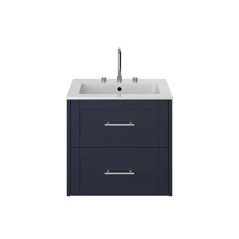 Cut out image of the Heritage Lynton 600mm Midnight Blue Wall Hung Vanity Unit, Basin & Handle Pack